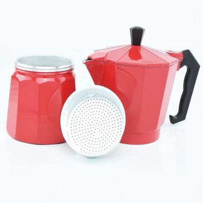 Cafeteira Italiana Vermelha 6 Xicaras Moka Pequena Cafe Expresso Cafezinho Manual Premium Pequena Vintage Luxo