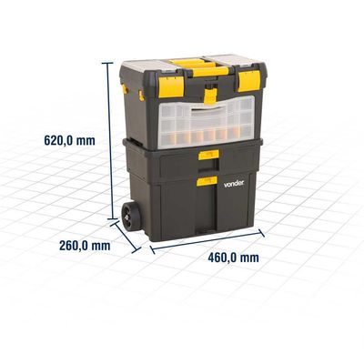 Caixa para ferramentas plástica com rodas 460 cm x 260 cm x 620 cm CRV 0100 VONDER