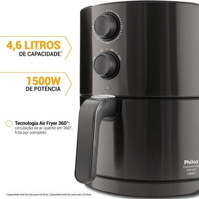Air Fryer Philco 4,6L 1500W Titanium Inox PFR18TI 127V