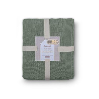 Manta Decorativa Para Sofá Tricot Golden 1,20m X 1,50m 100% Algodão Verde Sálvia