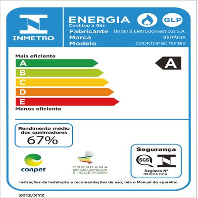 Cooktop de Embutir a Gás Britânia 5 Queimadores BCT5P Bivolt Bivolt