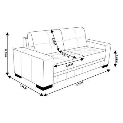 Sofá 3 Lugares Sala de Estar Milano 210cm Couro Off White - Gran Belo