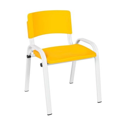 Kit 11 Cadeira Iso Infantil Creche, Escola Base Branco Amarelo