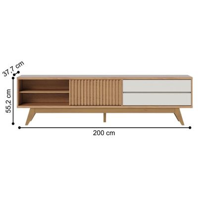 Rack Frisado Para Tvs 75 Calabria Freijó Off White Matte