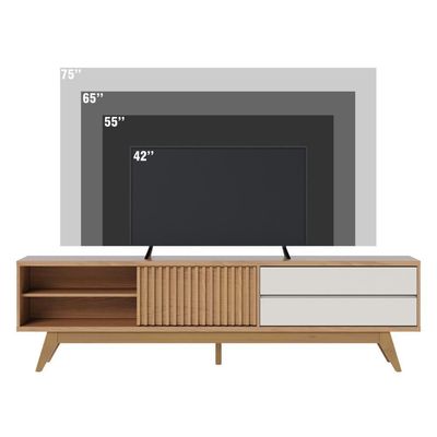 Rack Frisado Para Tvs 75 Calabria Freijó Off White Matte
