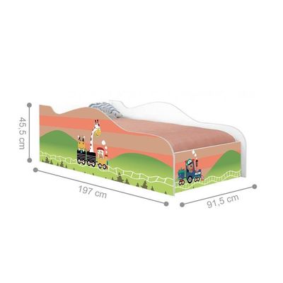 Cama Carro Fun Adesivada Trenzinho Solteiro