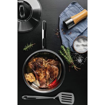 Frigideira Tramontina Solar em Aço Inox Fundo Triplo com Tampa e Cabo 24 cm 3,3 L