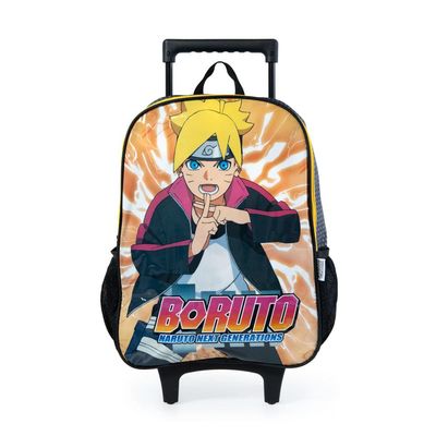 Mochila Escolar Masculina de Rodinhas Boruto de Rodinha U / Amarelo