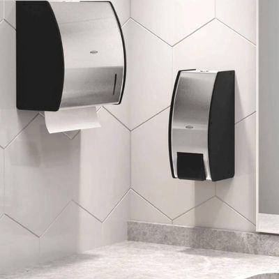 Dispenser de Parede Sabonete Líquido e Álcool em Gel 800ml Decorline Brinox em Aço Inox e Preto Preto