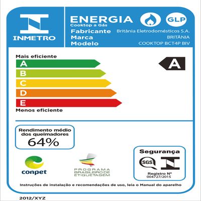Cooktop a Gás Britânia 4 Queimadores Vidro 8mm BCT4P Bivolt Bivolt