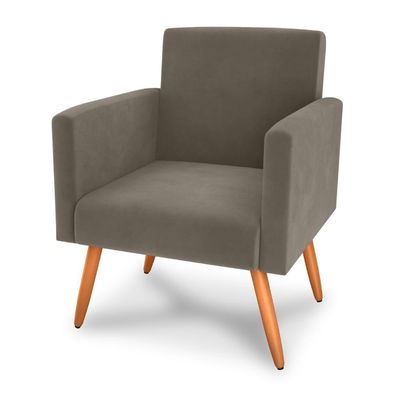 Poltrona Para Decoração Sara Veludo Cappuccino