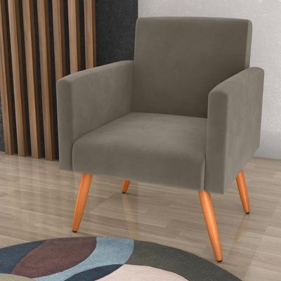 Poltrona Para Decoração Sara Veludo Cappuccino