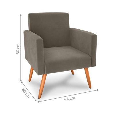 Poltrona Para Decoração Sara Veludo Cappuccino