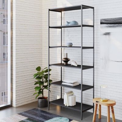 Estante C/06 Prateleiras 186x80x33cm Tub Tueh1886 Preto ônix - Est.preta Preto ônix / Est.preta