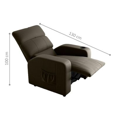 Poltrona Reclinável Para Sala Hull Veludo Turkey Marrom