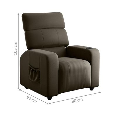 Poltrona Reclinável Para Sala Hull Veludo Turkey Marrom