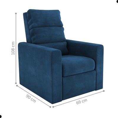 Poltrona Reclinável Do Papai Taty Veludo Azul