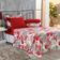 Jogo De Cama Malha Lençol 100% Algodão Primavera 4 Peças Queen - Floral em versão com cor Vermelho