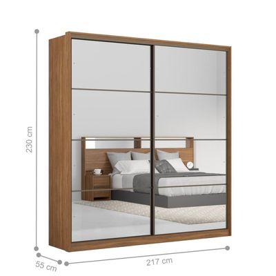 Guarda Roupa Casal 2 Portas Com 2 Espelhos Nápolis Amendola Grafito