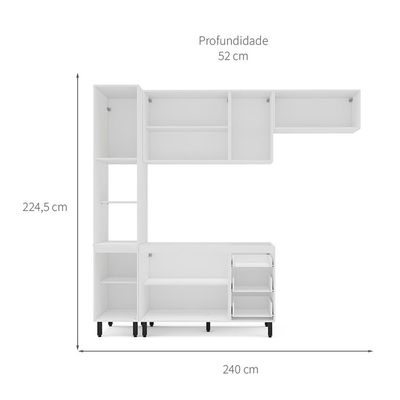 Cozinha Compacta Sem Tampo Meena 8 Portas 3 Gavetas Branca