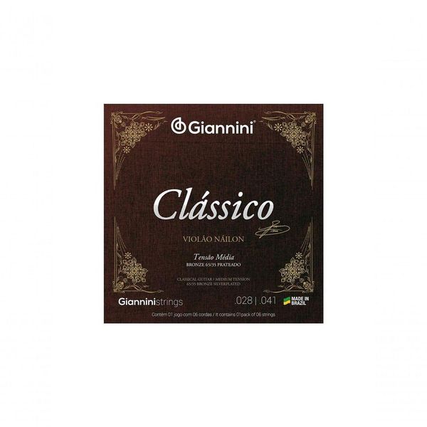 Encordoamento Para Violão Nylon 65-35 Tensão Média Bronze Prateado Genwpm
