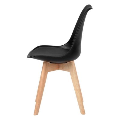 Kit 4 Cadeiras Leda Charles Eames Saarinen Wood Preta