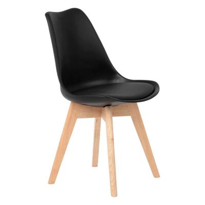 Kit 4 Cadeiras Leda Charles Eames Saarinen Wood Preta