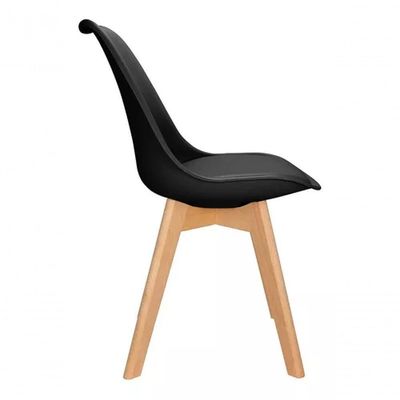 Kit 4 Cadeiras Leda Charles Eames Saarinen Wood Preta
