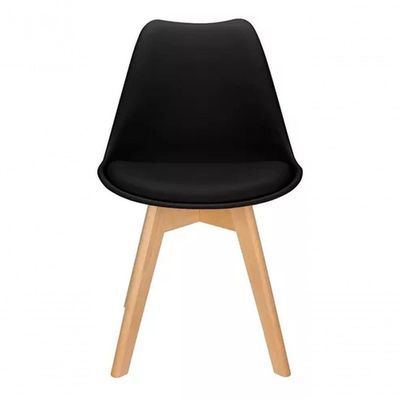 Kit 4 Cadeiras Leda Charles Eames Saarinen Wood Preta