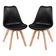 Kit 2 Cadeiras Jantar Eames Wood Leda Design Estofada Preta
