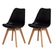 Kit 2 Cadeiras Jantar Eames Wood Leda Design Estofada Preta