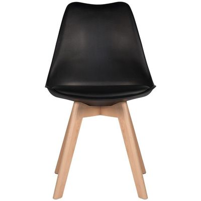 Kit 2 Cadeiras Jantar Eames Wood Leda Design Estofada Preta