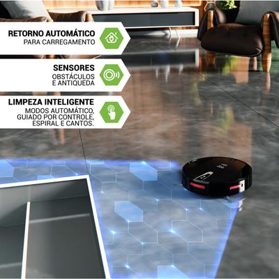 Aspirador Robô Philco 3 em 1 Antiqueda Bivolt MOP PAS26P Bivolt