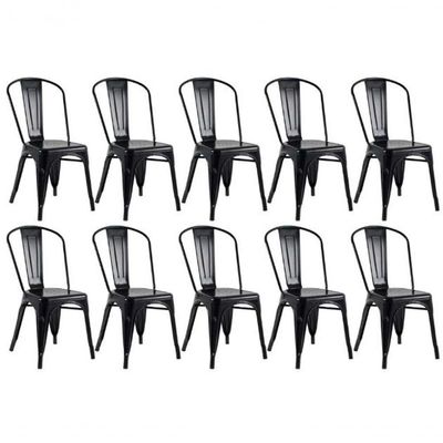 Kit 10 Cadeiras Tolix Fosca ? Aço Industrial Preto, Estilo Retrô Para Sala, Cozinha Ou Escritório
