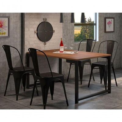 Kit Com 2 Cadeira Tolix Iron Aço Carbono Industrial - Preto Fosco