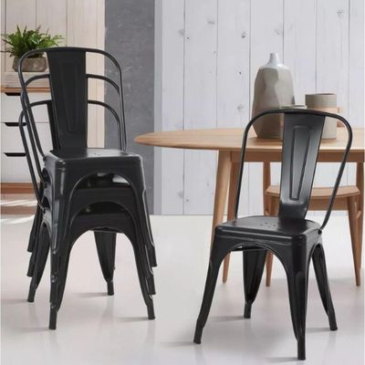 Kit Com 2 Cadeira Tolix Iron Aço Carbono Industrial - Preto Fosco
