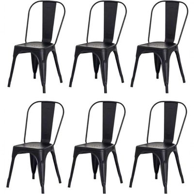 Kit 6 Cadeiras Tolix Fosca ? Aço Industrial Preto, Estilo Retrô Para Sala, Cozinha Ou Escritório