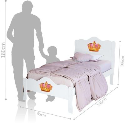 Cama Solteiro Com Cabeceira Princesa Lisa Branco