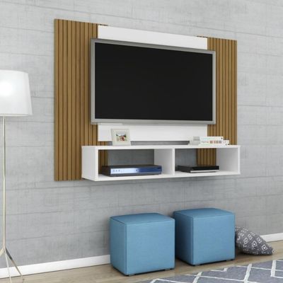 Painel Para Bridge Com Detalhe Em Ripas Branco