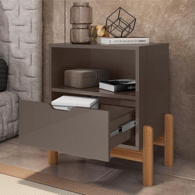Mesa De Cabeceira Nice Cinza Perola