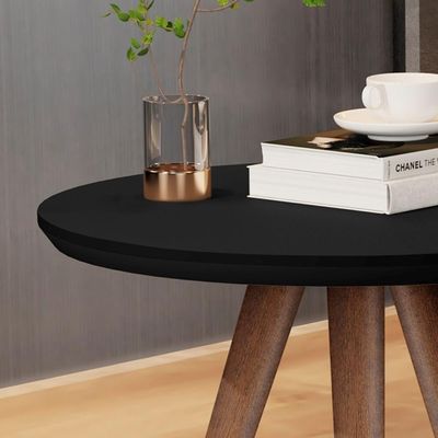 Conjunto Mesa Lateral E Apoio Sala De Estar Preto Fosco