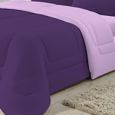 Edredom Dupla Face 100% Algodão Malha Queen Gran Moratta 01 Peça - acabamento com a cor Roxo- Lilas