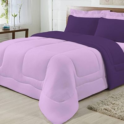 Edredom Dupla Face 100% Algodão Malha Queen Gran Moratta 01 Peça - acabamento com a cor Roxo- Lilas
