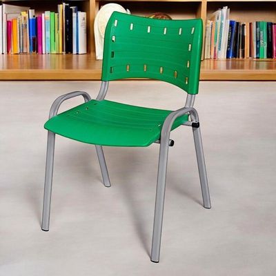 Cadeira Iso Base Cinza, Igreja, Escola, Escritório - Verde Kit 1 Peça