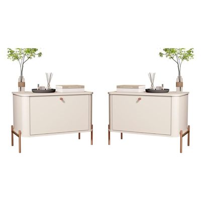 Conjunto Mesa De Cabeceira Albania Off White Bronze