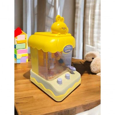 Mini Máquina De Bola Pega Premio Jogo Com Garra Divertido Coelho Amarelo