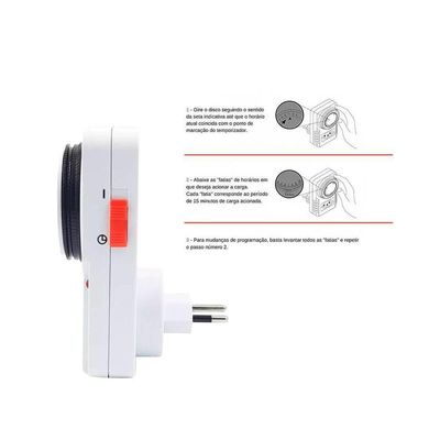 Timer Analógico Temporizador De Tomadas Bivolt Exbom