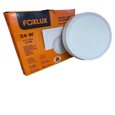 Painel Led 28,3x28,3 Redondo Branco Sobrepor 24w 3000k Foxlux