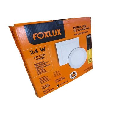 Painel Led 28,3x28,3 Redondo Branco Sobrepor 24w 3000k Foxlux