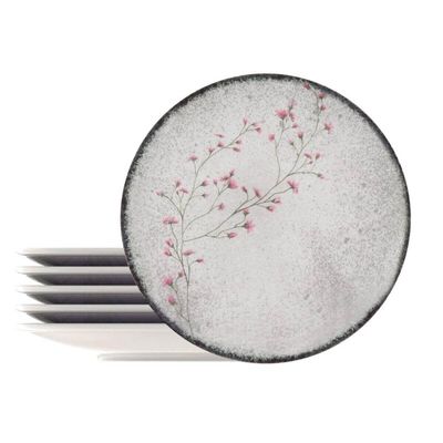 Jogo 6 Pratos Rasos Porcelana Floralis Tramontina 25cm Mesa Posta Restaurante Eventos